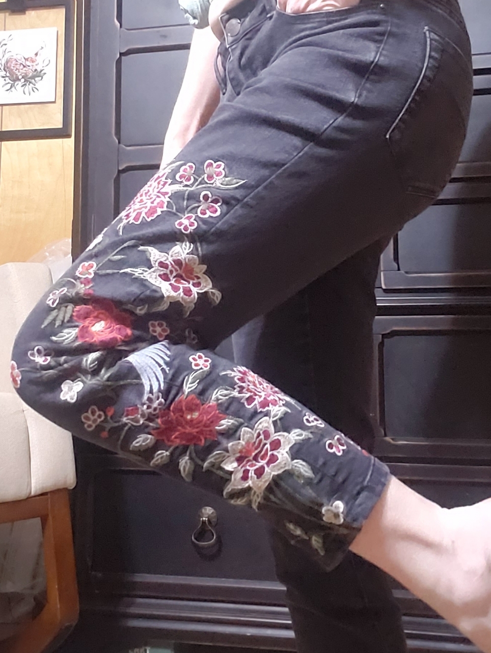 Nanette Lepore - Dark Skinny Jeans with Beautiful Embroidery - Picture 14 of 15